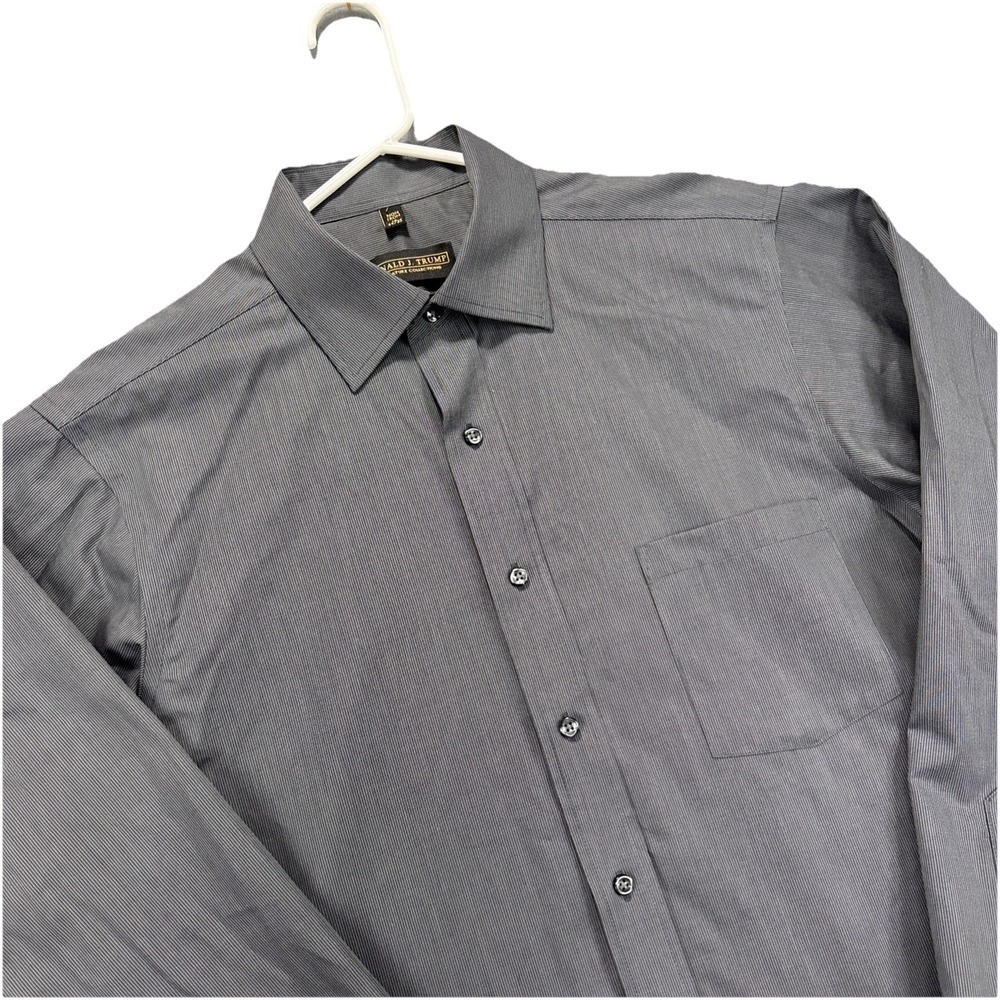 Donald J Trump Shirt Mens 16 34/35 Signature‎ Collection Button Up Gray Non Iron